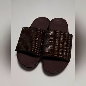 FITFLOP STUDDED LEATHER SLIDES SIZE 8